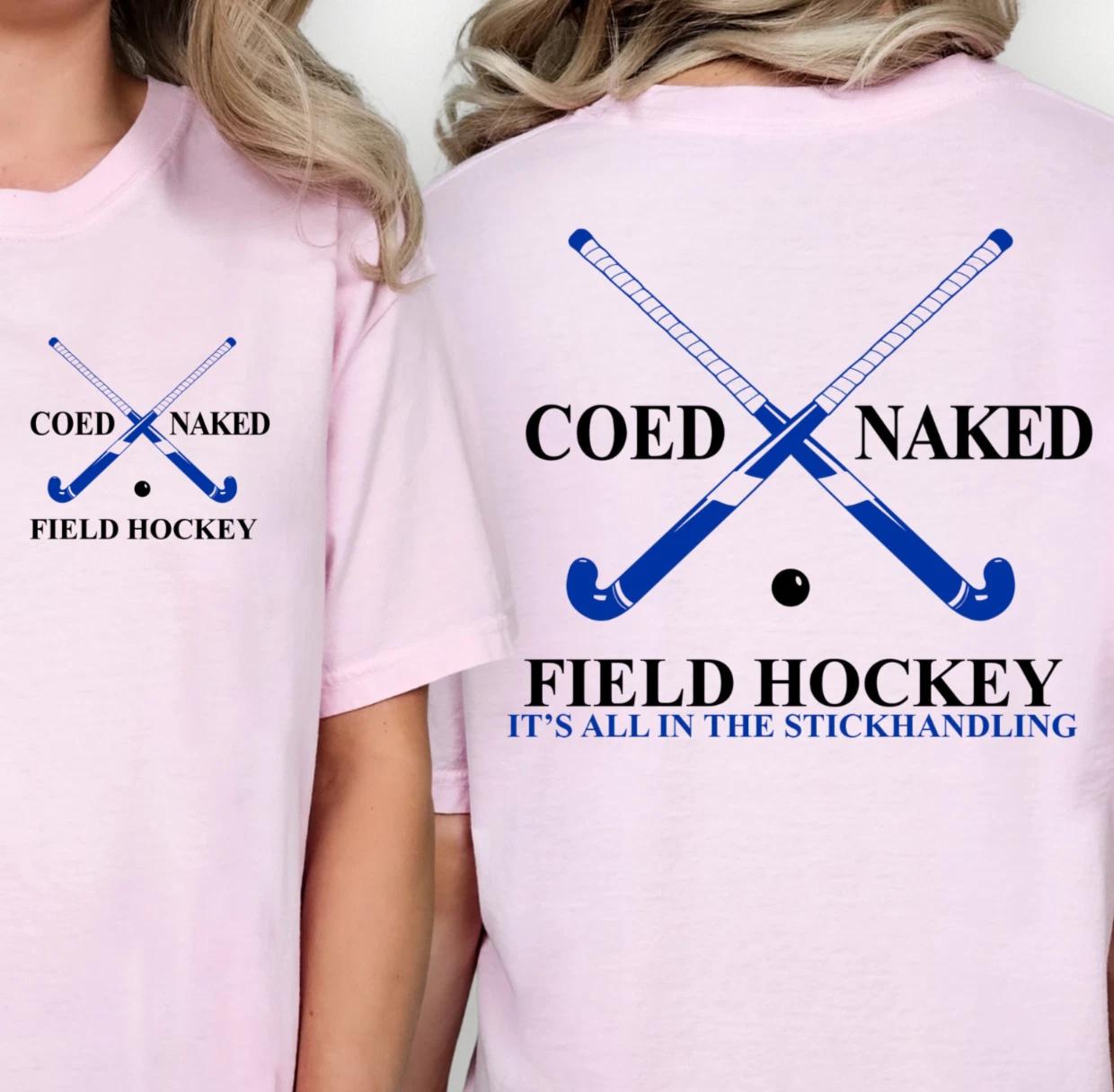 Coed Naked Field Hockey T-shirt, Two-Sided Tee, Nudist and Naturist, Hockey Team S