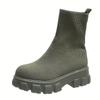 Women's Knitted Ankle Sock Boots - Slip-On Low-Top Casual Sneakers with Round Toe and Non-Slip Rubber Sole - Comfortable & Stretchy Winter Shoes