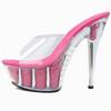 Ladies Platform Sandals  Shoes 15cm Joker Transparent Slippers Casual Toe Temperament High Heels Fishmouth Glitter Sandals YKC