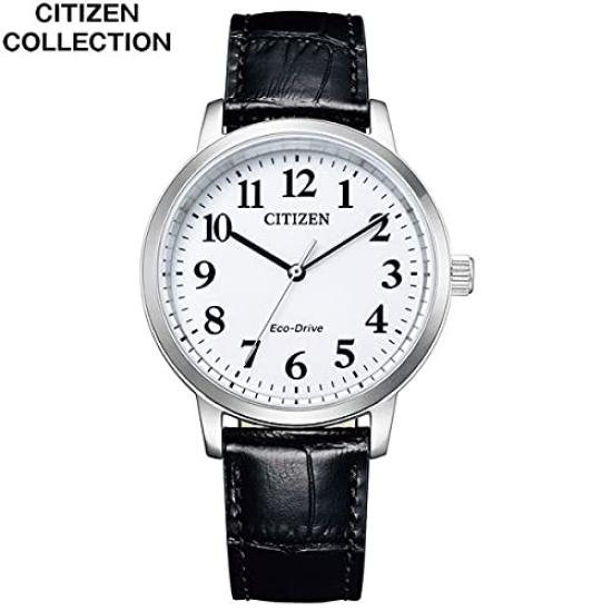 Citizen Collection White Calfskin Black Watch, Light-Powered Eco-Drive, Waterproof, Leather, BJ6541-15A, Men's,