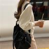 2024 Autumn Women's Korean Style Letter Print Lapel Pullover Hoodie - Loose Artistic Casual Jacket Top