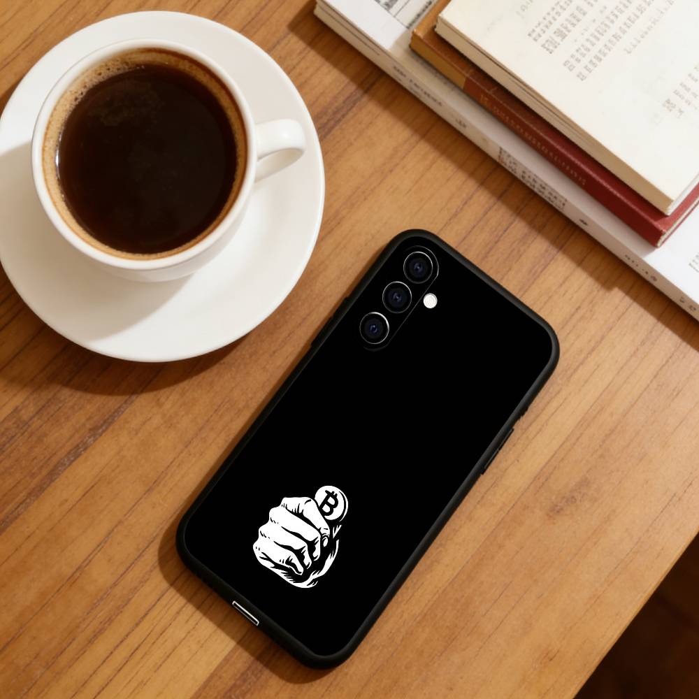 Bitcoin Crypto Phone Case Black Silicone Soft For Samsung Galaxy A73,A72,A71,A70,A53,A52,A51