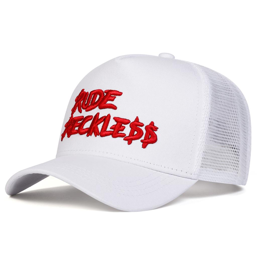 Unisex RUDE RECKLE Letter Embroidery Baseball Net Caps Spring and Summer Outdoor Adjustable Casual Hats Sunscreen Hat