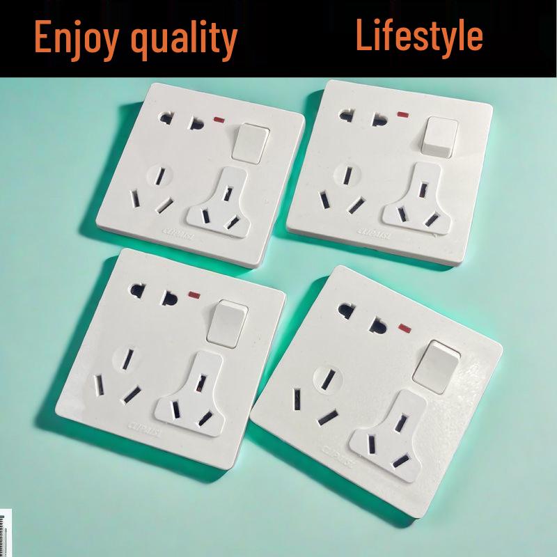 Concealed 86 Switch Single Gang Wall Socket Panel with Multifunctional Five-Hole and Eight-Hole Features