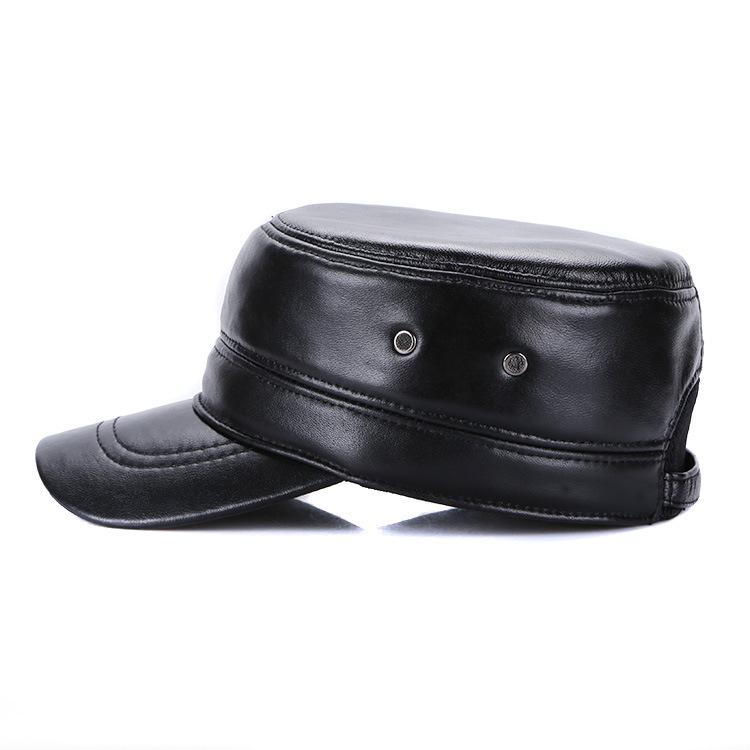 Men's Adjustable Sheepskin Leather Duckbill Cap - Warm Autumn/Winter Hat
