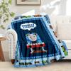 1pc Steam locomotive,Railway adventure,Kids' entertainmentTheme Digital Printed Flannel Blanket, Super Soft Plush Fleece Bed Cover, Multi-Fu
