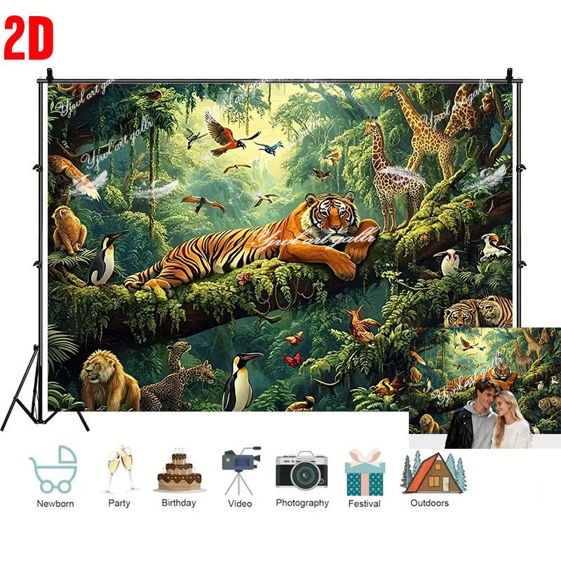 1 ks Džungle Safari Tygr Lesní Zvířata Dekorace Pozadí Příroda Pozadí Dekorace Pro Foto Studio Foto Budka Večírek