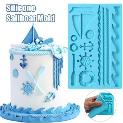1 szt. Forma silikonowa na fondant w kształcie kotwicy statku, forma do ciasta z wiosłem i falą, narzędzie do dekorowania ciasta DIY, ciasta gumowego, babeczek, czekolady