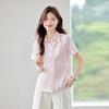 Telorom Women's Lace Patchwork Short Sleeve Blouse