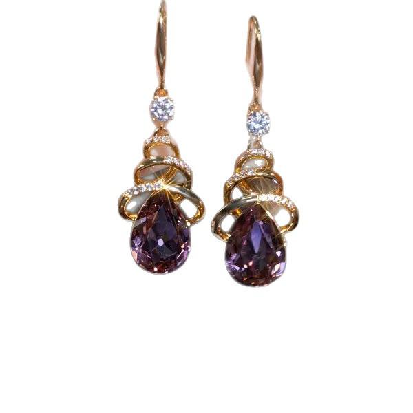 Elegant Purple Shiny Water Drop Earrings - Stylish High-End Ear Drops for Women