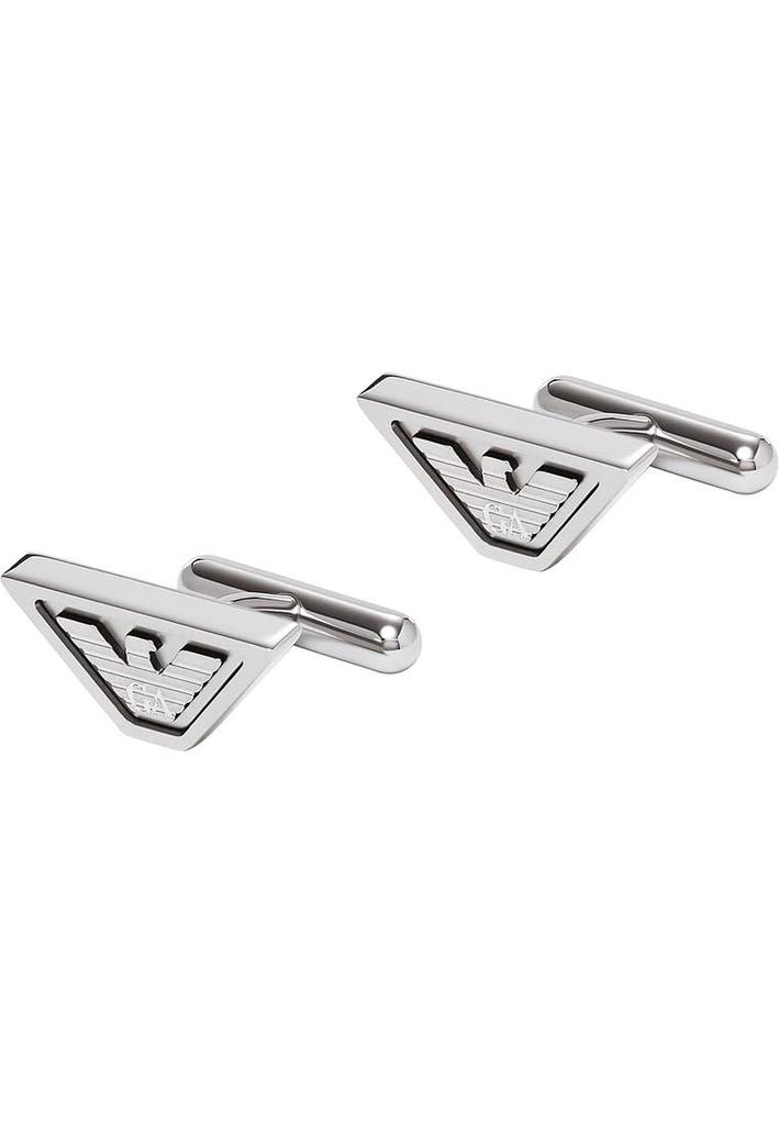 Emporio Armani Silver Stainless Steel One Stainless No Jewels Men's Cufflinks, EGS3129040, Size, Steel,