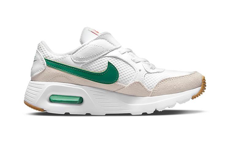 Nike Air Max SC Hook and loop Low top Running Shoes White Green Children Aged 3 7 Years Old CZ5356-104