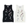 Farbenfrohes Schmetterlingsstickerei Ärmelloses Stricktop - Damen Vielseitig Figurbetont Frühling/Sommer