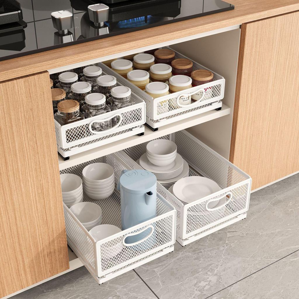 Multi-layer Pull-out Kitchen Storage Rack for Snacks, Seasoning Bottles, and Jars