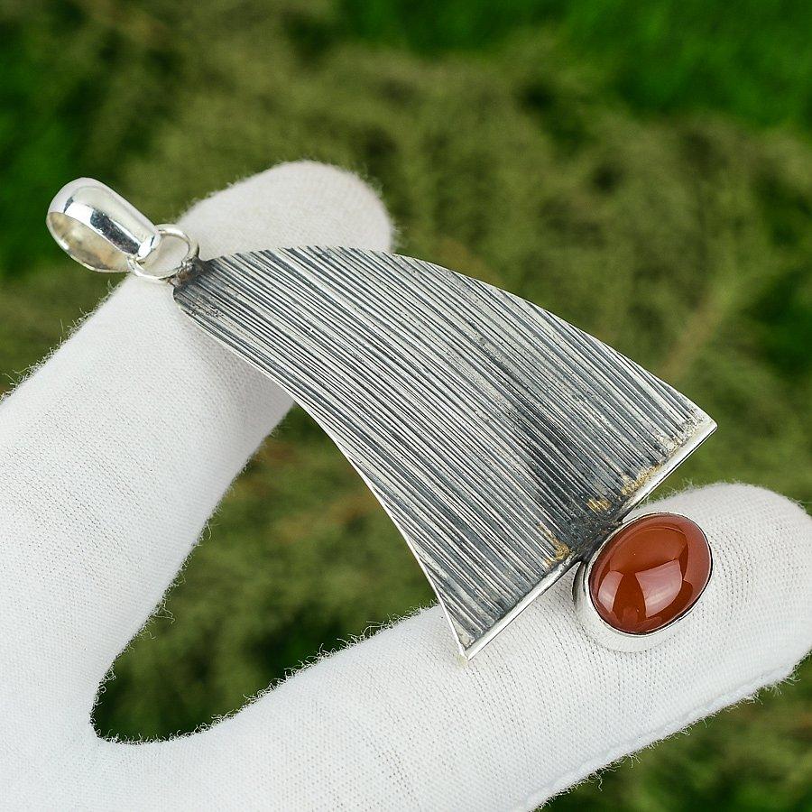 

Подвеска из натурального сердолика ручной работы из стерлингового серебра 925 пробы, индийские украшения