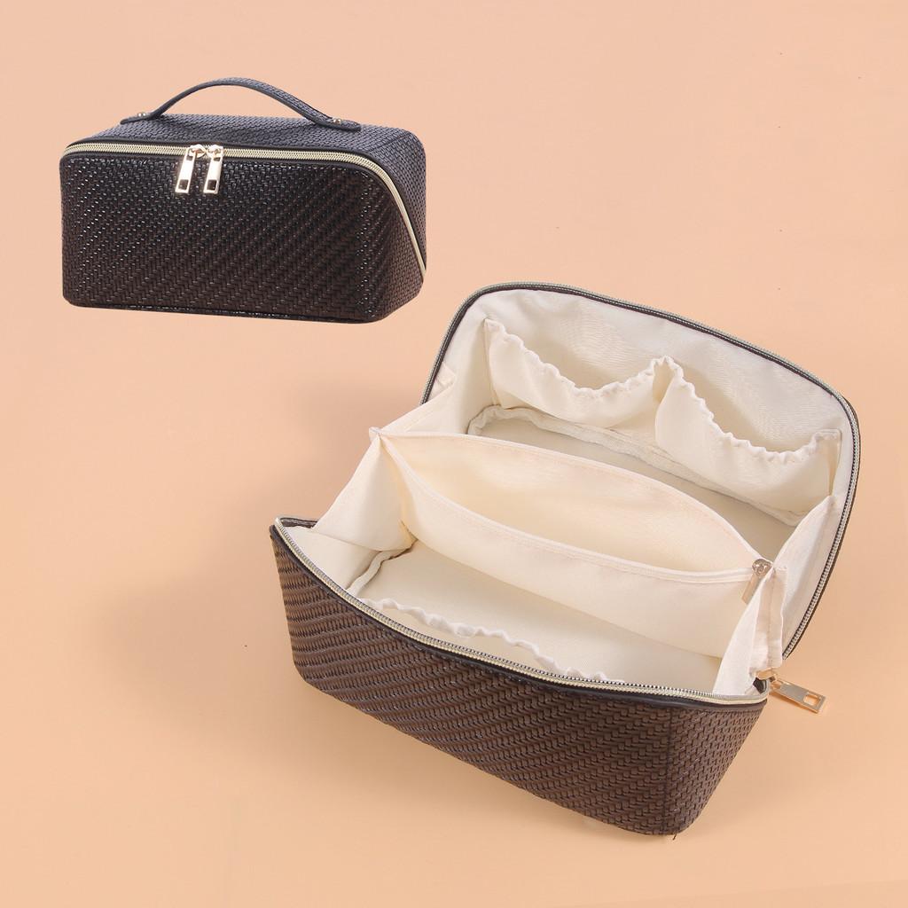 

Ivory White Geometric Pattern Embossed Waterproof Pu Leather Cosmetic Bag StyleD