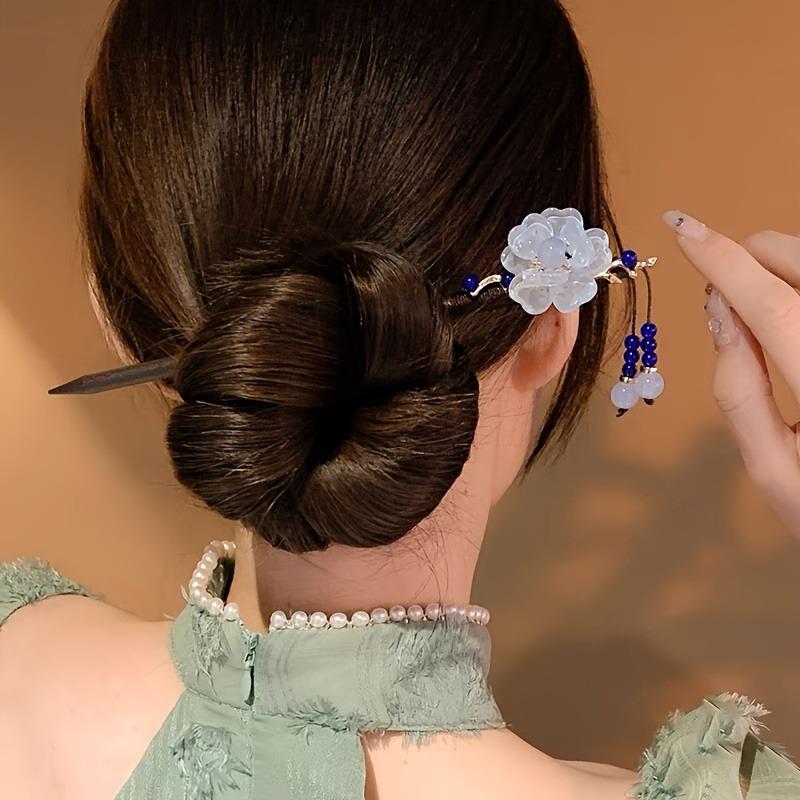 1pc Elegant Wooden Hairpin Set Simple Solid Color Headband Hair Coiling Tool Hanfu Dress Accessories Women's Hair Accessories