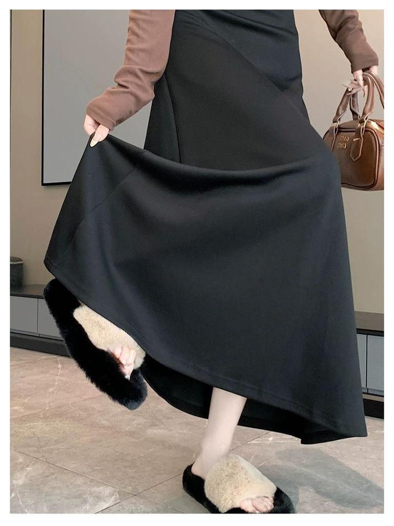 Hohe Taille Schlanker Langer Rock - Verdickt für Herbst/Winter 2025, Eleganter Stil