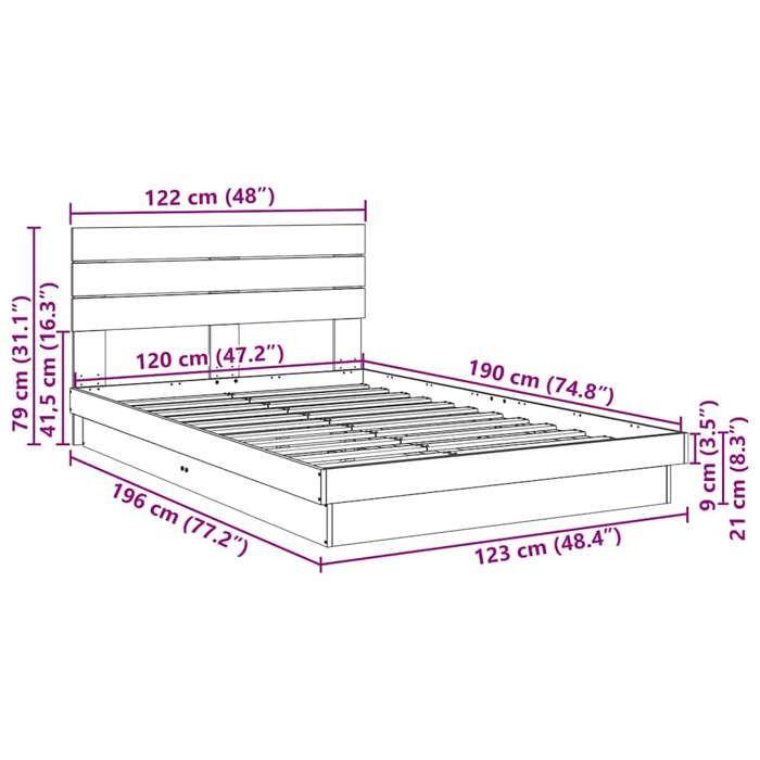 VidaXL Bed Frame with Headboard Without Mattress 120x190 Cm 3324141