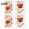 Seasonal Home Party Decorations Thanksgiving Static Window Clings, Cartoon Double Turkey Pumpkin Maple Leaf No?Glue Stickers Glass Decals,