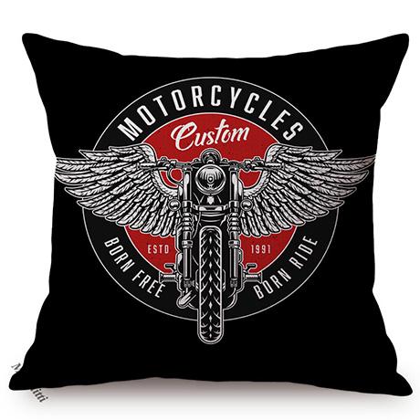 Vintage Motorcycle Club New York Motor Race Funky Throw Pillow Case Black Letter Print Live Fast Die Young Sofa Cushion Cover