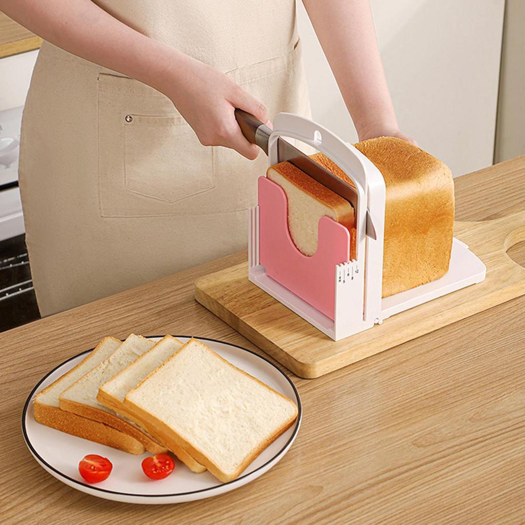 Toast Bread Slicer Stand Plastic Foldable Loaf Cutter Rack Cutting Guide Slicing Tool Bakeware