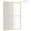 Walk in Shower Screen with Tempered Clear Glass and Gold Frame 140 x 195 cm