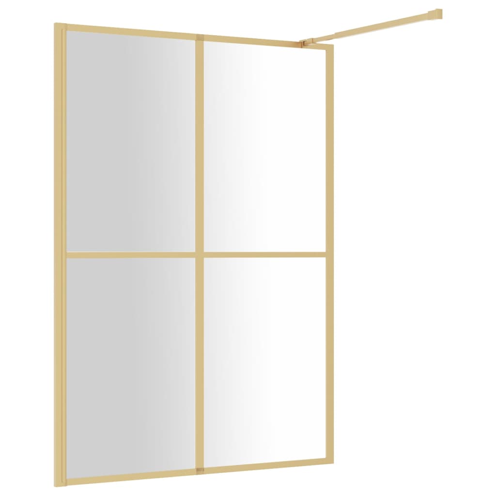 Walk in Shower Screen with Tempered Clear Glass and Gold Frame 140 x 195 cm