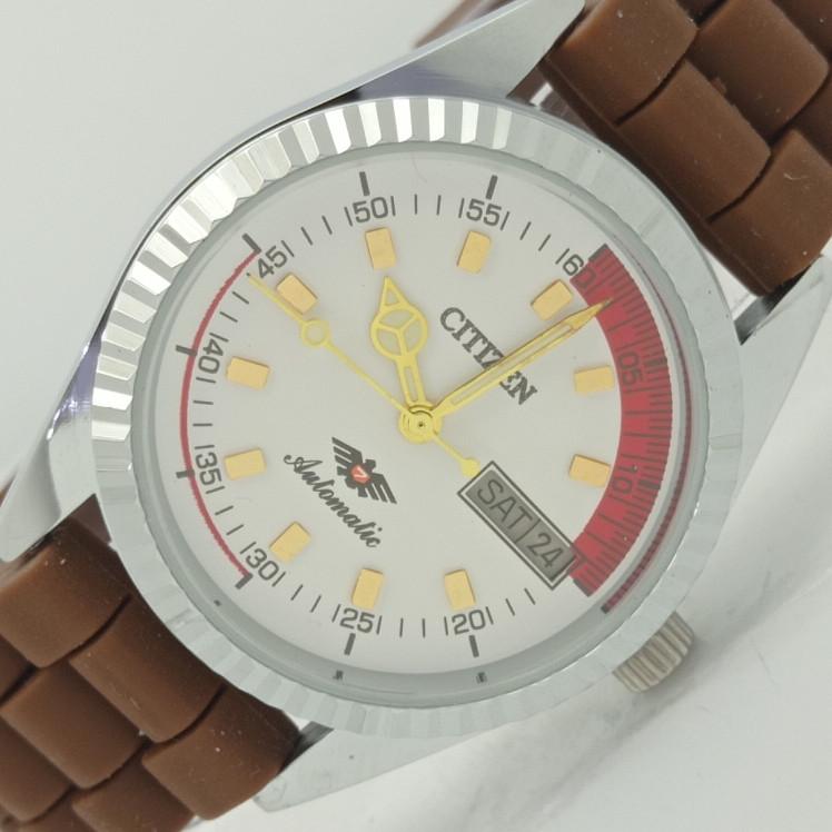 

REFURBISHED CITIZEN AUTOMATIC 8200 JAPAN MENS WHITE DIAL WATCH 009-a413208-2 Sku009-a413208