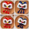 Lion Awakening Chinese New Year Plush Keychain Tassel Lion Dance Brooch Cute New Year Badge  Unisex