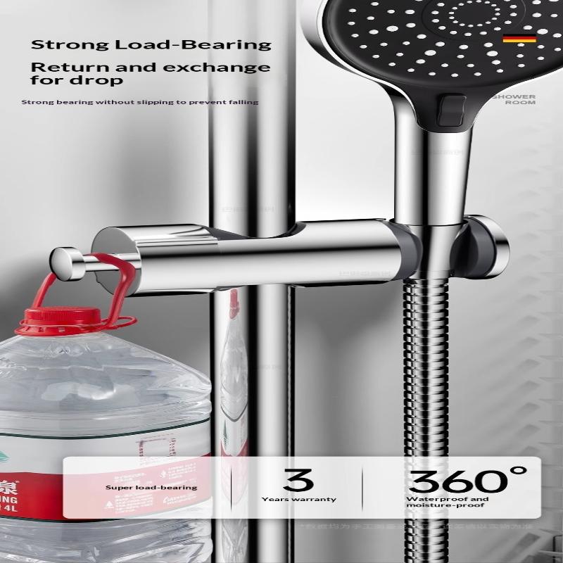 Round Pipe Shower Head Holder Rotatable Adjustable Bathroom Slide Bar Shelf Replacement Riser Rail Bracket