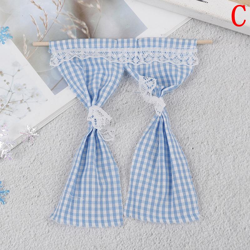 

Кукольные миниатюры, кружевные розовые занавески для декора мебели для кукольного домика в масштабе 1/12 as the picture