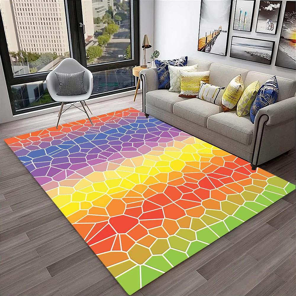 3D Colour Illusion Rainbow Vision HD Carpet Rug for Home Living Room Bedroom Sofa Doormat Decor,kids Area Rug Non-slip Floor Mat