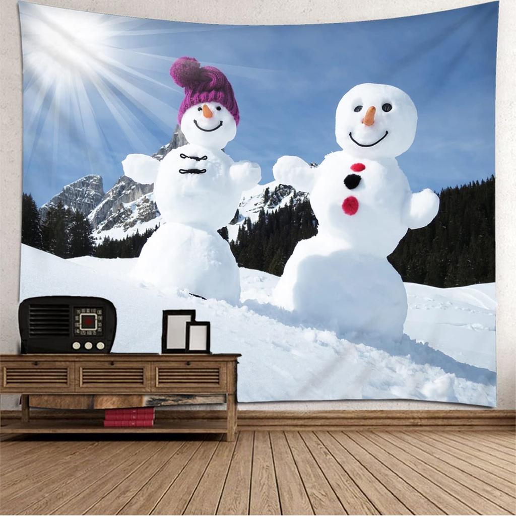 Funny Christmas Snowman Tapestry New Year Party Background Tapestry Bedroom Dormitory Wall Hanging