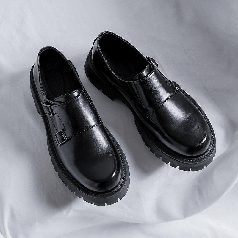 

England style mens fashion party banquet dress soft leather monk shoes slip-on driving shoe black platform sneakers zapatos mans 280