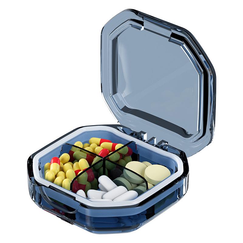 Compact Moisture-Proof Pill Box with Multi-Compartments for Odor Separation and Transparent Medicine Storage