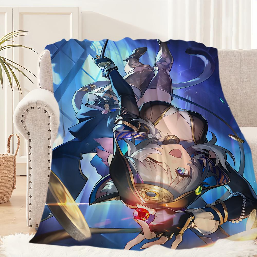 Cipher Honkai Star Rail Game Blanket Blanket for Couch Sofa Travel Home Hiking Picni Bed Beding Flannel Blanket Birthday Gift