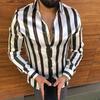 Stylish long-sleeve shirt with leopard & gold chain print, trendy casual wear.