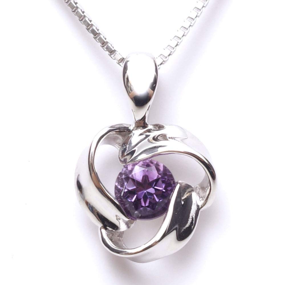 

Ожерелье с розой «Вечность» из камня рождения [ювелирные изделия A.UN] Женское (Аметист)