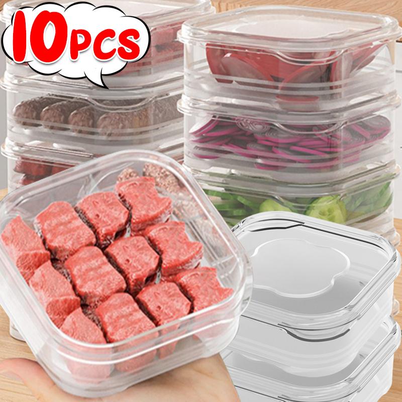 10/1pc Refrigerator Storage Box Food-Grade Meat Fresh-keeping Box Transparent Home Kitchen Vegetable Fruit Sealed Small Crisper
