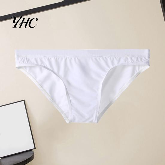 Men Underpants Briefs Stretchy Breathable Comfortable Soft See Through Trendy Ice Silk Sexy Low Waist Panties Daily Life