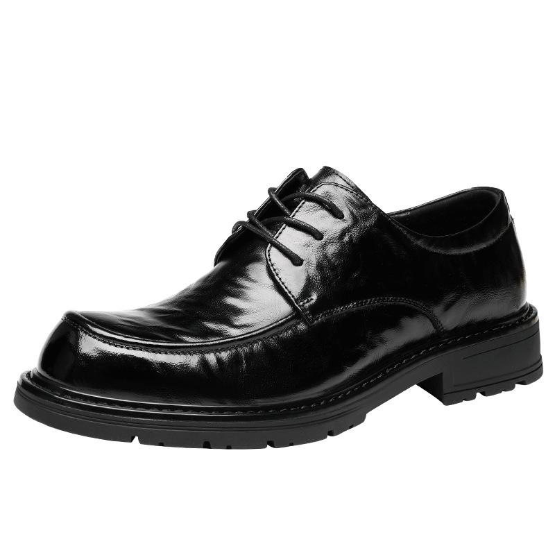 2025 New First-layer Cowhide Business Commuter Shoes Derby Shoes Men's Leather Shoes British Style Round Head Men's Trend Versatile