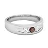 Garnet Three Stone Band Ring - 925 Sterling Silver