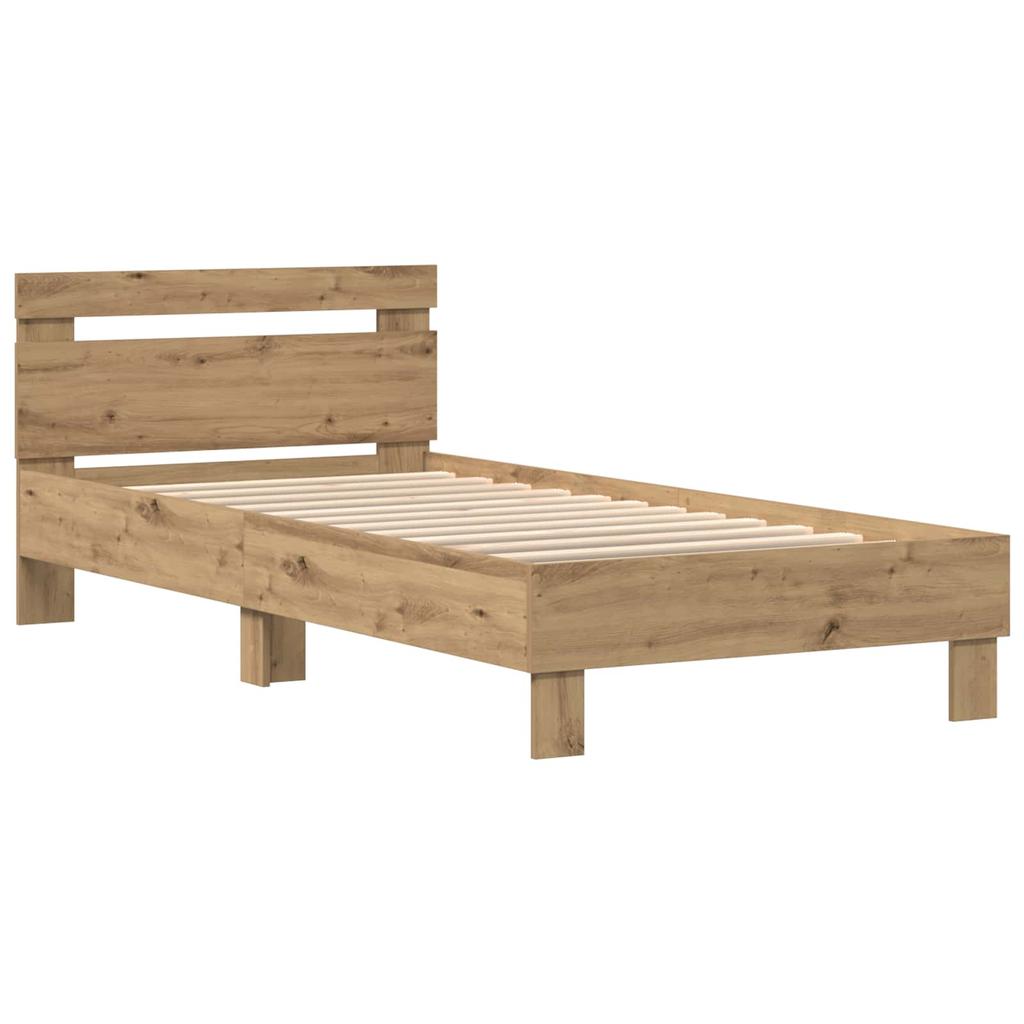 LED Bed Frame in Artisan Oak 75 x 190 cm Particleboard