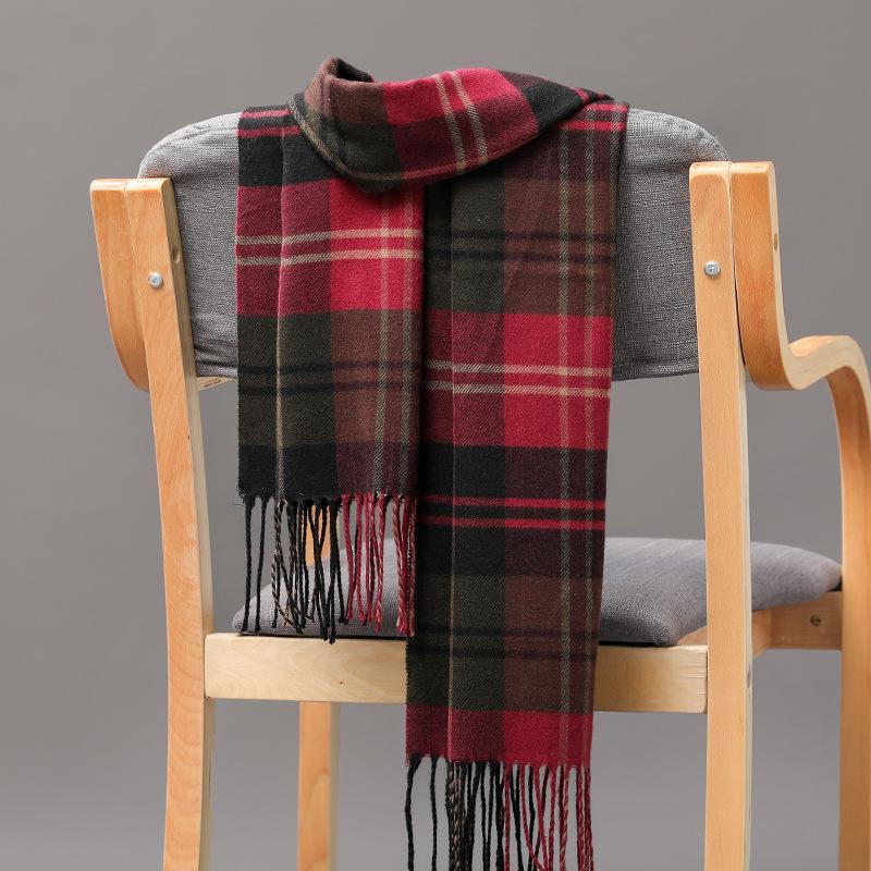 Autumn And Winter Men'S Plaid Scarf British Plaid Imitation Cashmere Tassel Couple Parent-Child Men'S Scarf