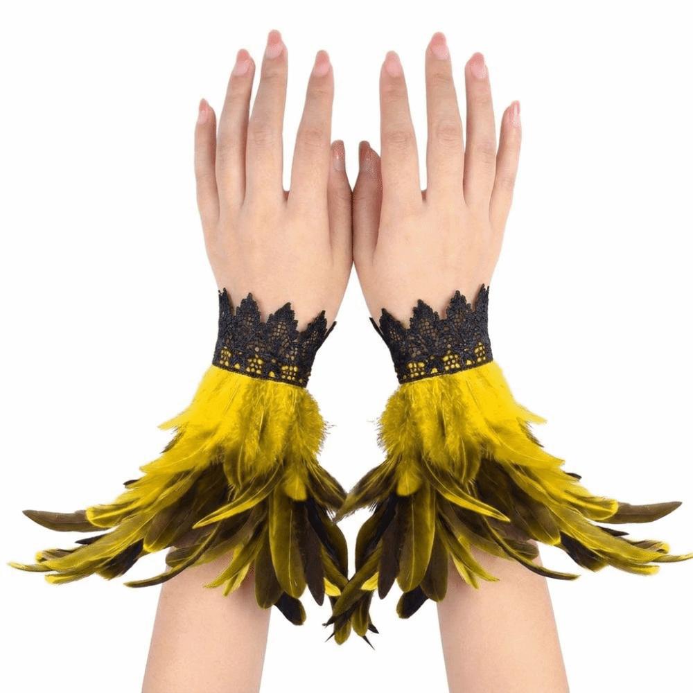 Adjustable Fluffy Feather Wrist Cuffs Black Plume Bracelet New Wristband Themed Party