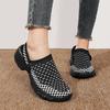 Women Round-toe Half Slippers Breathable Mesh 2 in 1 Slippers Ladies Elastic Casual Walking Shoes Lightweight Slip-ons