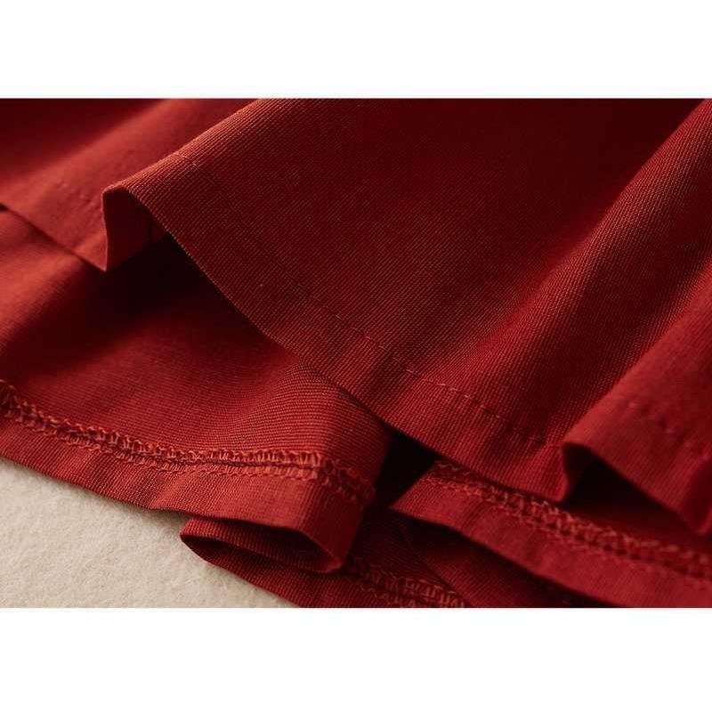 Cotton and linen short sleeved dress for summer women