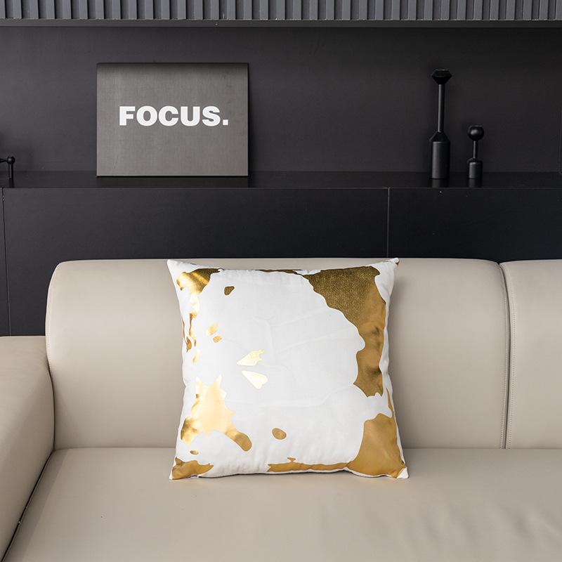 Velvet Soft Gold Throw Pillowcovers Foil Home Decorative Throw Cushion Cases 45X45 Cm For Sofa Car Couch Bedroom