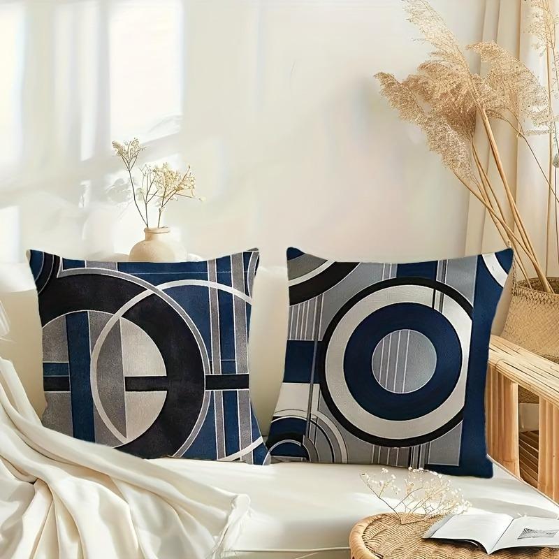Abstract Geometric Patterns Digital Printing Pillow Cover Short Plush Suitable Living Rooms Bedrooms Sofas Throw Cushion Cover